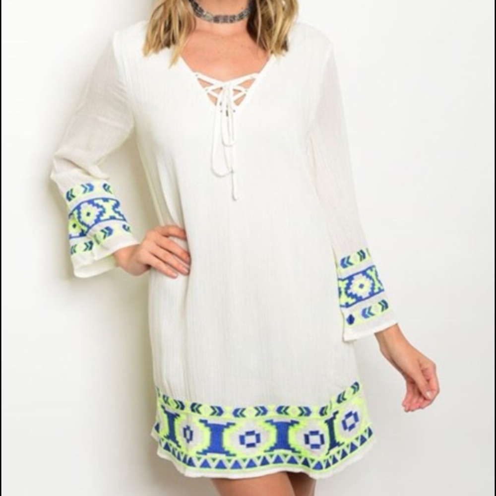 Beach Dress various sizes white gree blue